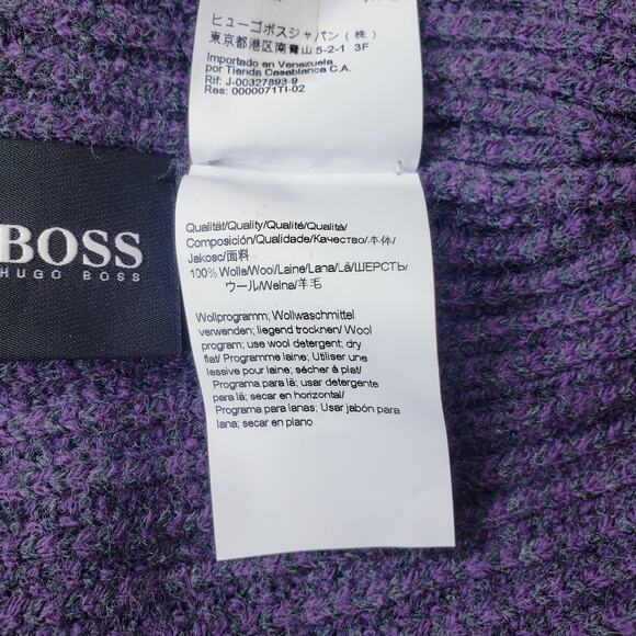 BOSS HUGO BOSS Ribbed Knit Wool Beanie Cap Heather Purple OSFM - Picture 8 of 8